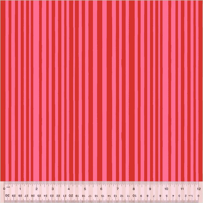 Mini Stripe in Capsicum/Perfect Pink - Kaleidoscope