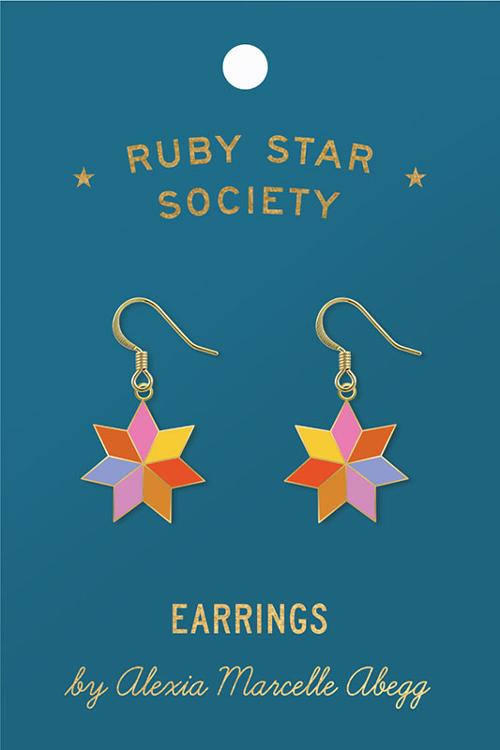 Quilt Star Enamel Earrings