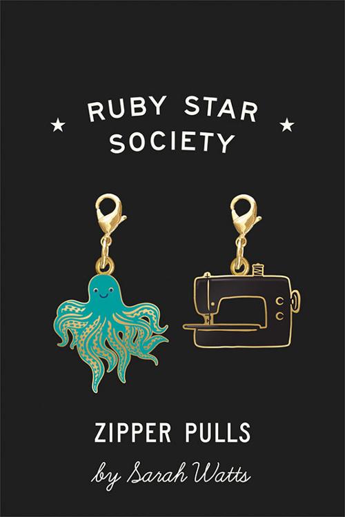Sarah Watts Octopus & Sewing Machine Zipper Pulls
