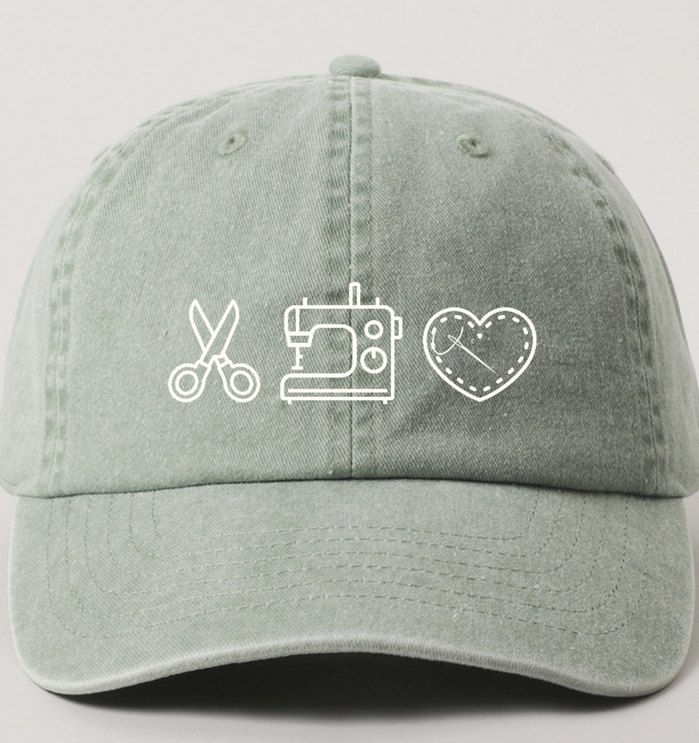 Green Tea Sewing icons Embroidered Dad hat