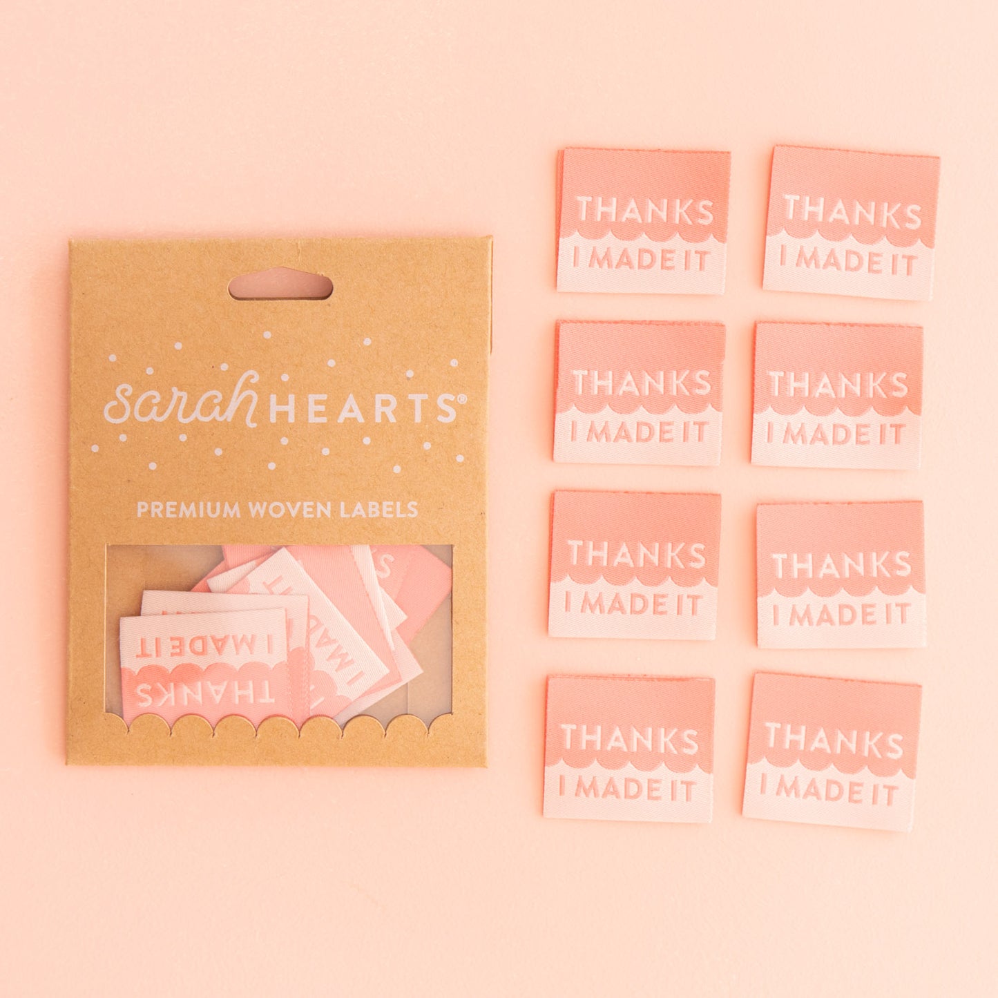 "Thanks I Made It" Coral & Cream Sarah Hearts Labels
