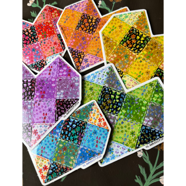 Quilt Heart Vinyl Stickers, Sewing Stickers, Quilt Stickers