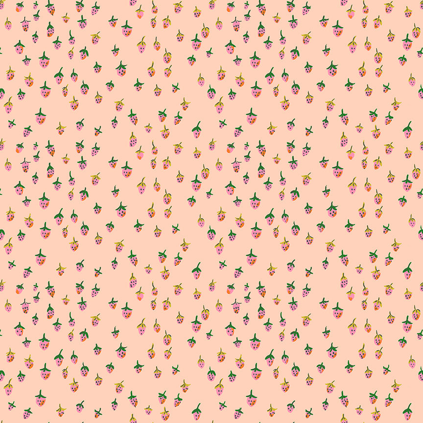 PREORDER Field Strawberries in Blush Color - Heather Ross Favorites