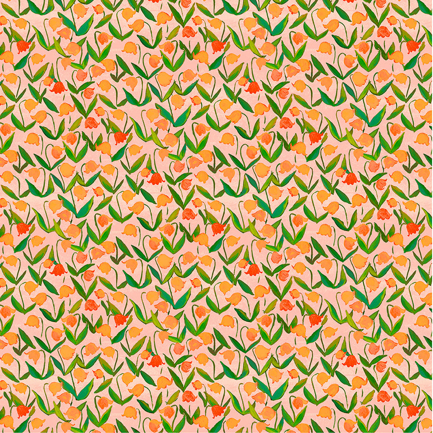 Flowerbed in Salmon Color - Heather Ross By Hand