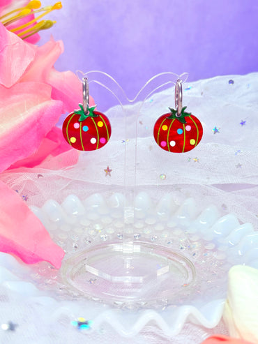 Sewing Notions Acrylic Earrings - Pin Cushion pair hoops