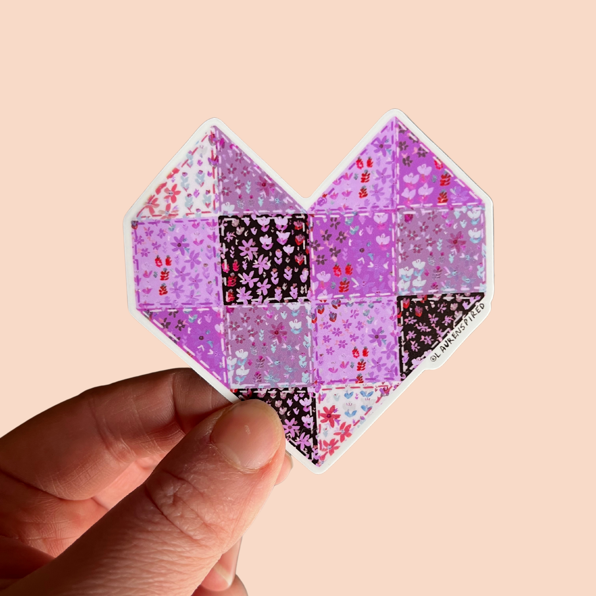 Quilt Heart Vinyl Stickers, Sewing Stickers, Quilt Stickers