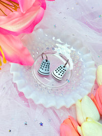 Sewing Notions Acrylic Earrings - Thimble pair hoops