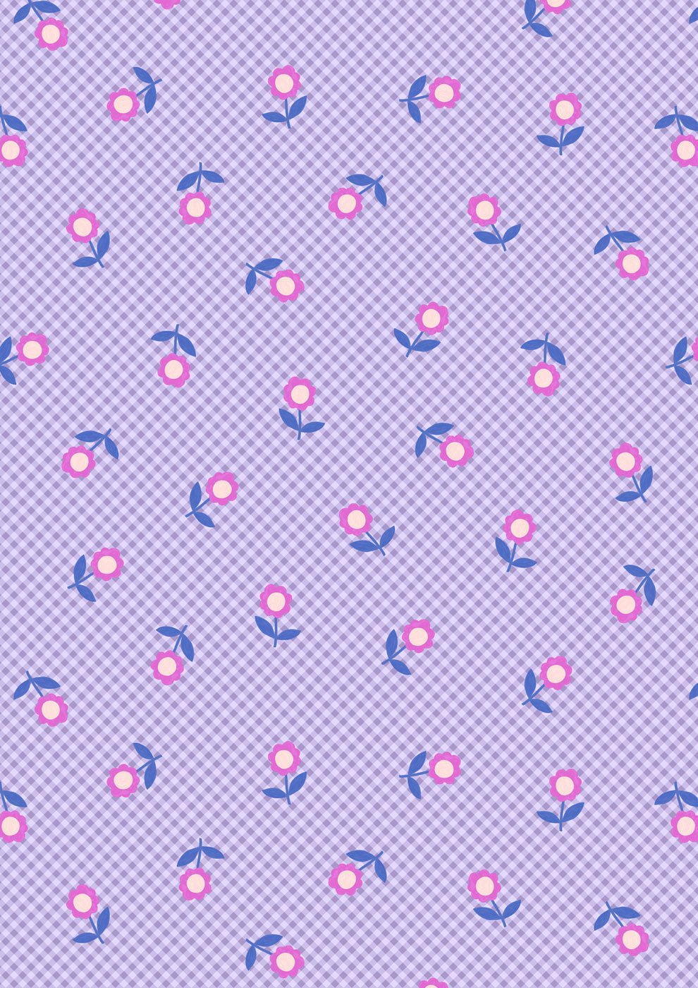 Micro Gingham Floral Lavender - Patchwork Joy