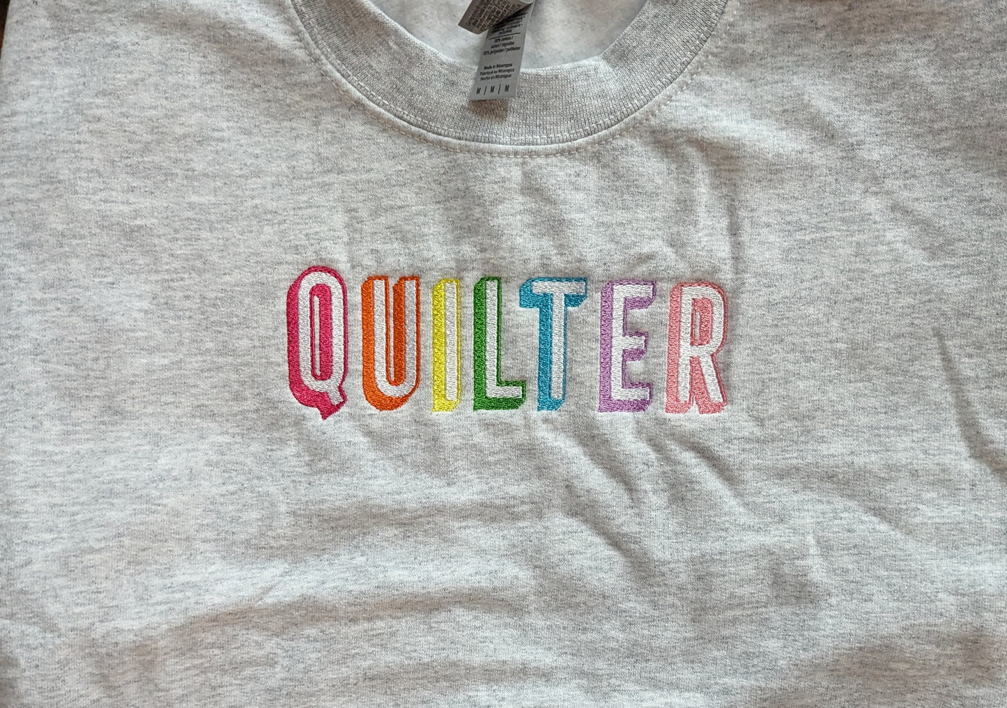 QUILTER Rainbow Embroidered Crewneck Sweatshirt - Ash Grey