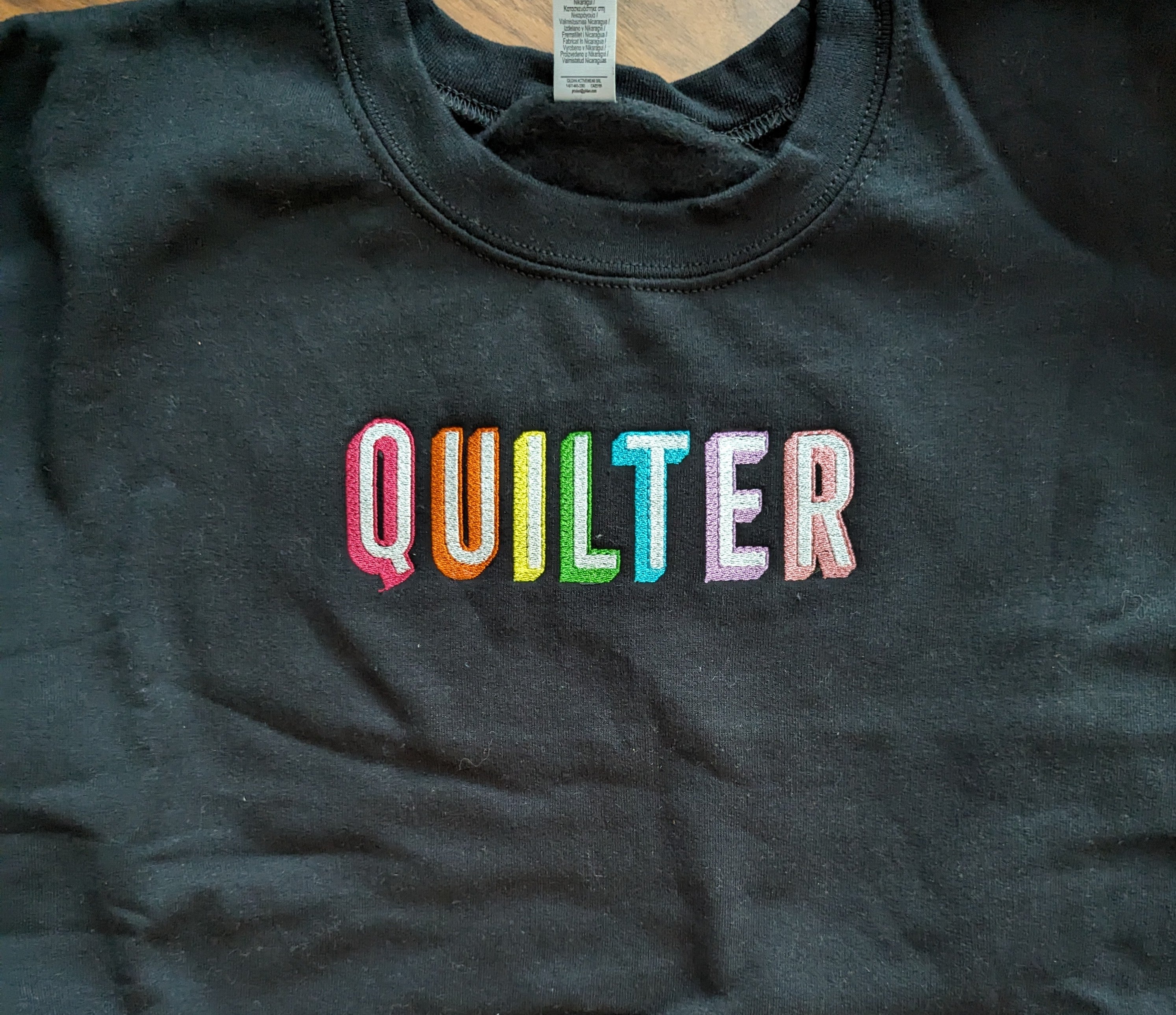 QUILTER Rainbow Embroidered Crewneck Sweatshirt - Black