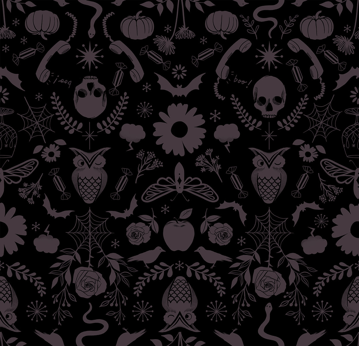 Creepy Damask Black - Good Spirits