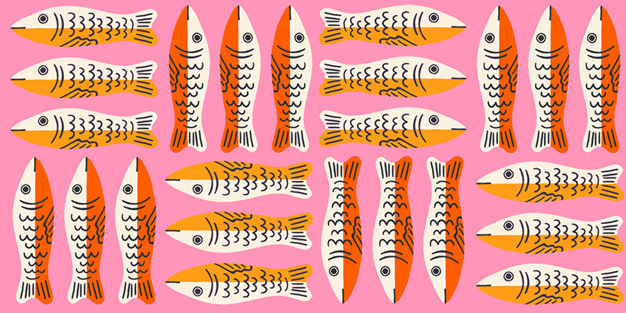 Little Sardines in Lucky Pink - 1800 Calico
