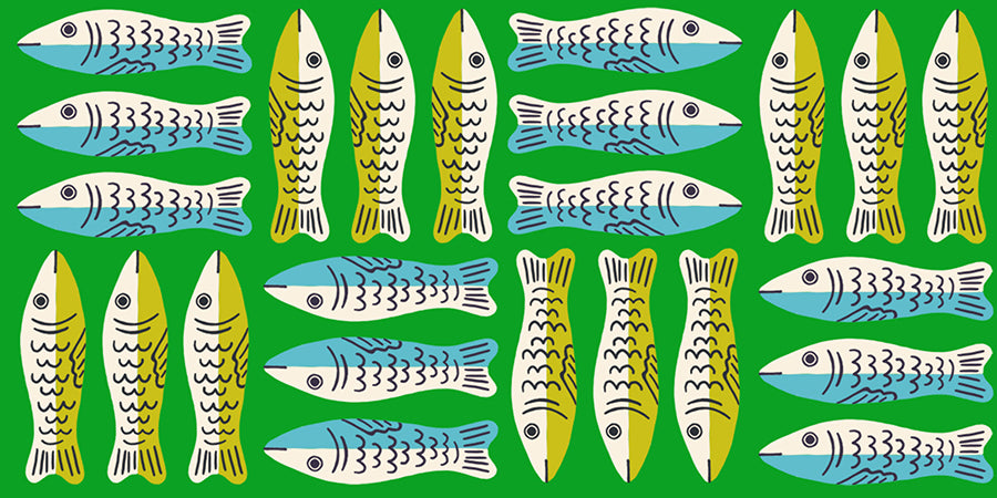 Little Sardines in Verdant - 1800 Calico