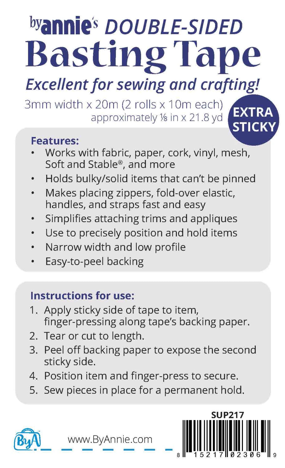 ByAnnieBasting Tape - 1/8" 2pk