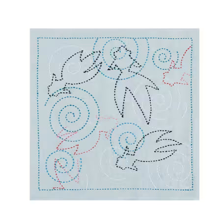 Sashiko Sampler Goldfish Teal - sampler only
