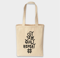 Cut Sew Quilt Repeat Canvas Tote Bag