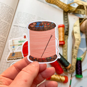 Spool Of Thread Vinyl Stickers, Cute Quilt Sewing Sticker