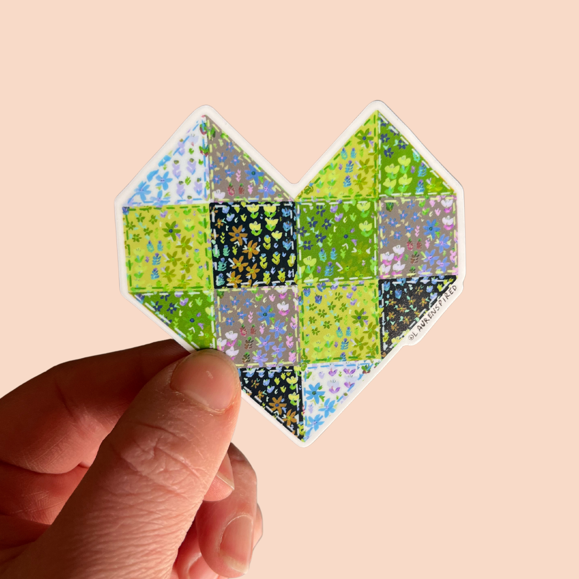 Quilt Heart Vinyl Stickers, Sewing Stickers, Quilt Stickers