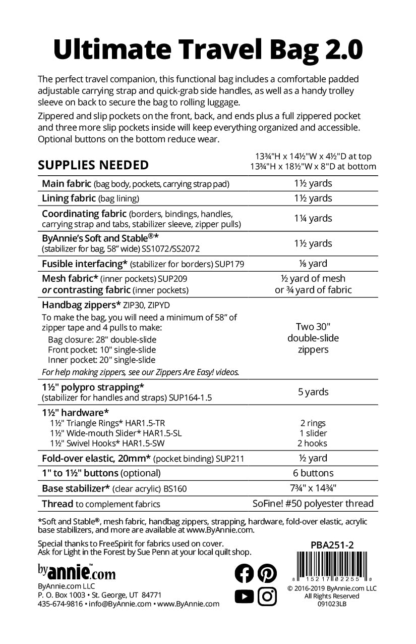 Ultimate Travel Bag 2.0 Paper Pattern