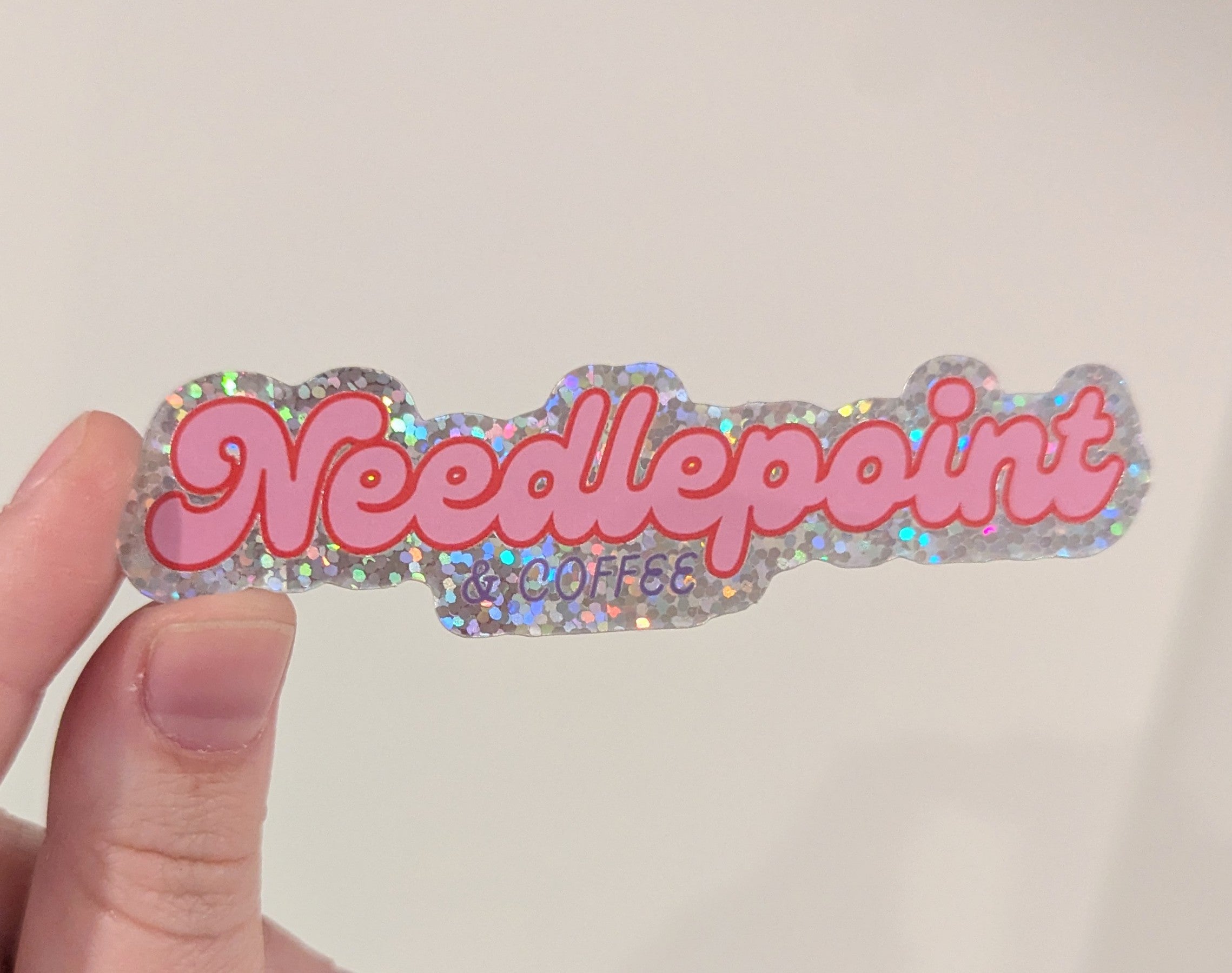 Needlepoint & Coffee Glitter Holographic Sticker