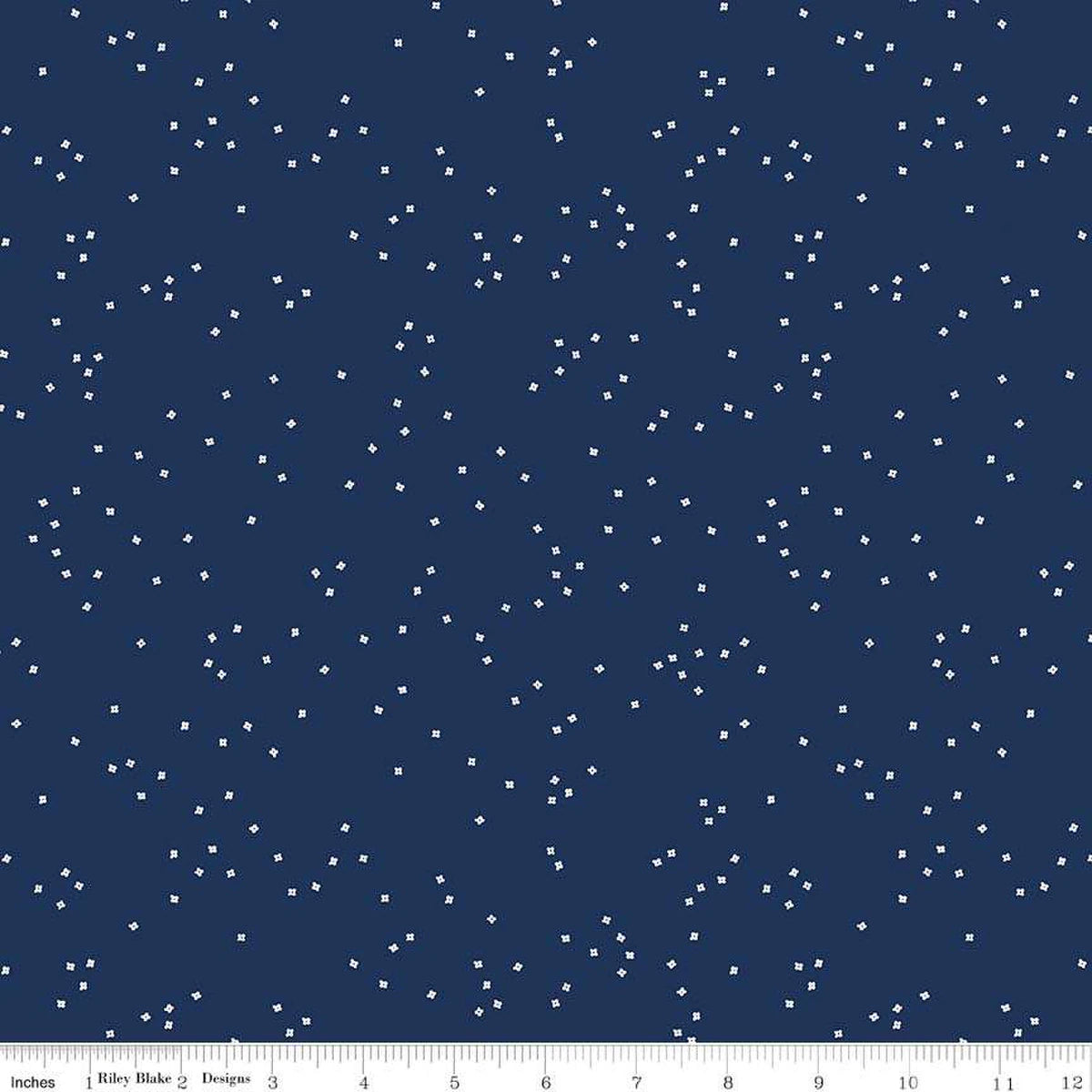Blossoms White on Navy - Riley Blake
