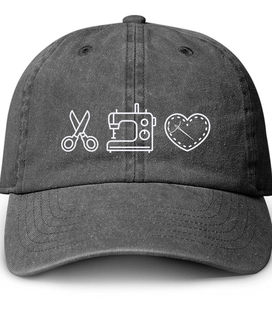 Charcoal Sewing icons Embroidered Dad hat